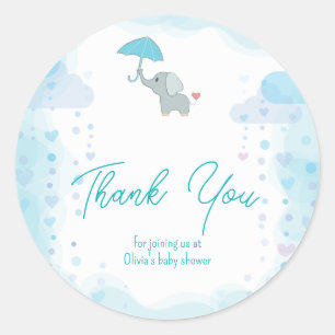 Sticker Rond Invitation à une Baby Shower Éléphant, Baby Shower