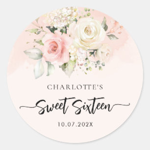 Sticker Rond Invitation anniversaire 16 ans écriture aquarelle