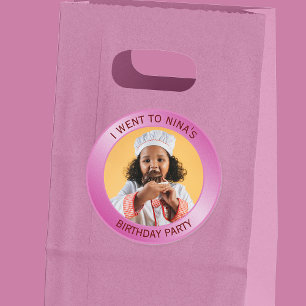 Sticker Rond Invitation anniversaire enfant Rose