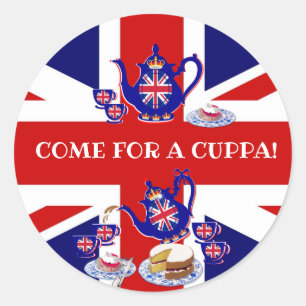 Sticker Rond Invitation britannique Teatime