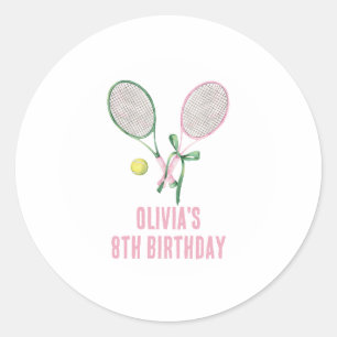 Sticker Rond Invitation d'anniversaire à carreaux prépa tennis