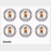 Sticker Rond Invitation d'anniversaire de Chibi Witch One 1ère (Feuille)