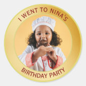 Sticker Rond Invitation d'anniversaire d'enfant Or (Devant)