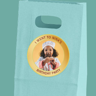 Sticker Rond Invitation d'anniversaire d'enfant Or