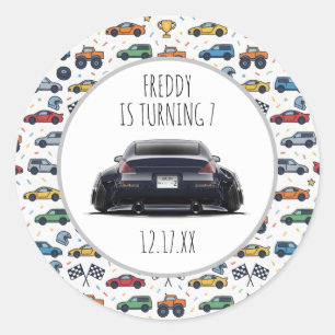 Sticker Rond Invitation d'anniversaire pour voiture 350Z Stan