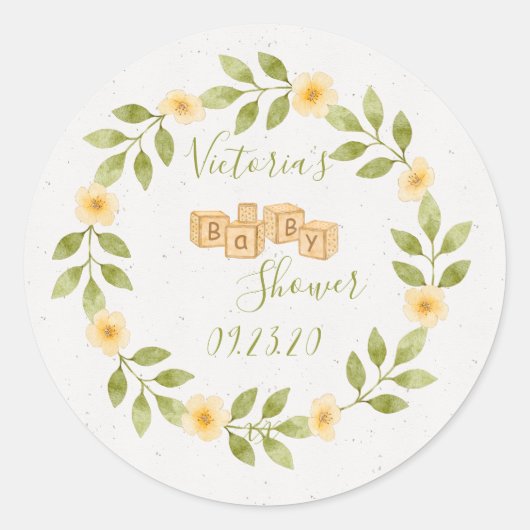 Sticker Rond Invitation de Baby shower de courroie d'aquarelle  (Devant)