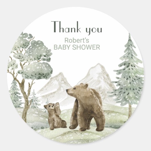 Sticker Rond Invitation de la forêt d'aquarelle de la mère et d (Devant)