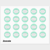Sticker Rond Invitation de Mint Mariage damassé moderne (Feuille)