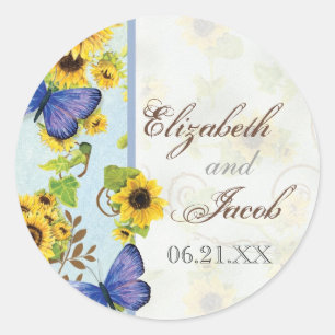 Sticker Rond Invitation de papillon bleu tourbillon de tourneso
