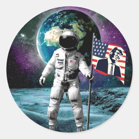 Sticker Rond Invitation des astronautes pour Trump 2024 (Devant)