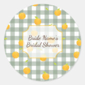 Sticker Rond Invitation En vichy citron pique-nique Plaid Douch (Devant)