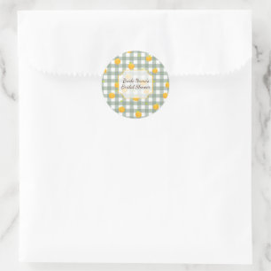 Sticker Rond Invitation En vichy citron pique-nique Plaid Douch