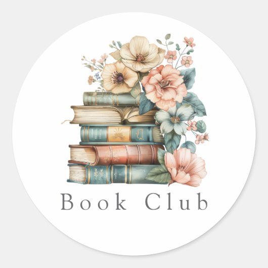 Sticker Rond Invitation Floral Book Club (Devant)