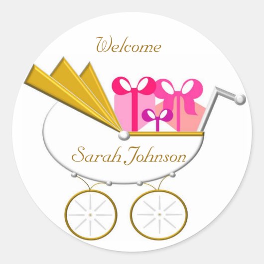 Sticker Rond Invitation Girl_Carriage, Bienvenue (Devant)