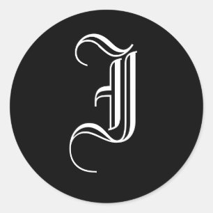 Sticker Rond Invitation Monogramme Lettre de phoque "I" Ancien 