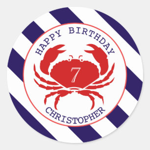 Sticker Rond Invitation nautique de fête d'anniversaire de