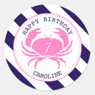 Sticker Rond Invitation nautique de fête d'anniversaire de
