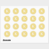 Sticker Rond Invitation personnalisable Monogram K Antique Gold (Feuille)