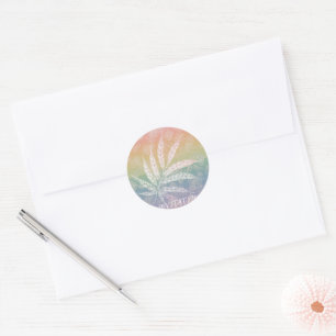 Sticker Rond Invitation personnalisée Pastel Rainbow feuille As