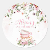 Sticker Rond Invitation pour le 2ème anniversaire de Tea Party  (Devant)