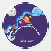 Sticker Rond Invitation pour les 2 ans Two the Moon Thème Espac (Devant)