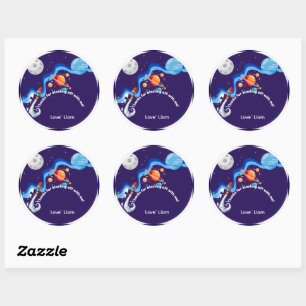 Sticker Rond Invitation pour les 2 ans Two the Moon Thème Espac