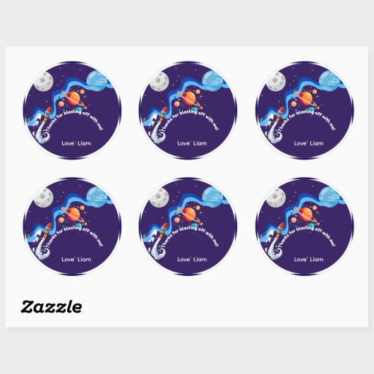 Sticker Rond Invitation pour les 2 ans Two the Moon Thème Espac (Feuille)