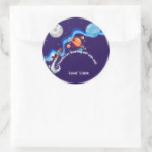 Sticker Rond Invitation pour les 2 ans Two the Moon Thème Espac (Sac)
