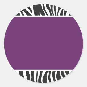 Sticker Rond Invitation Zebra violet