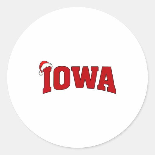 Sticker Rond Iowa Christmas Santa Hat Retro Throwback Souvenir  (Devant)