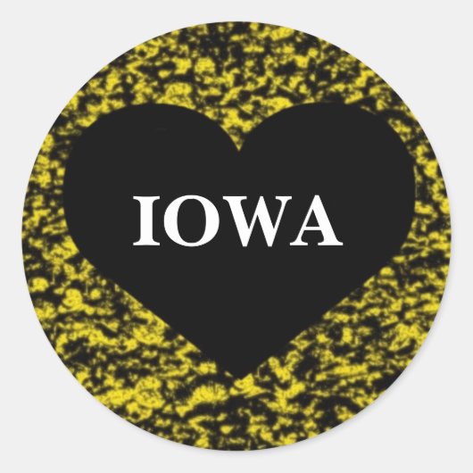 Sticker Rond Iowa Coeur jaune (Devant)