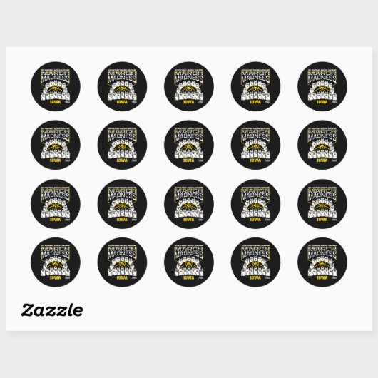 Sticker Rond Iowa March Madness 2025 Women's Sketll Nil (Feuille)