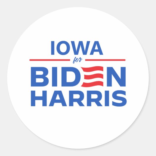 Sticker Rond Iowa pour Biden Harris (Devant)