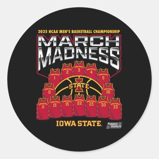 Sticker Rond Iowa State March Madness 2025 Men's Sketll Nil (Devant)