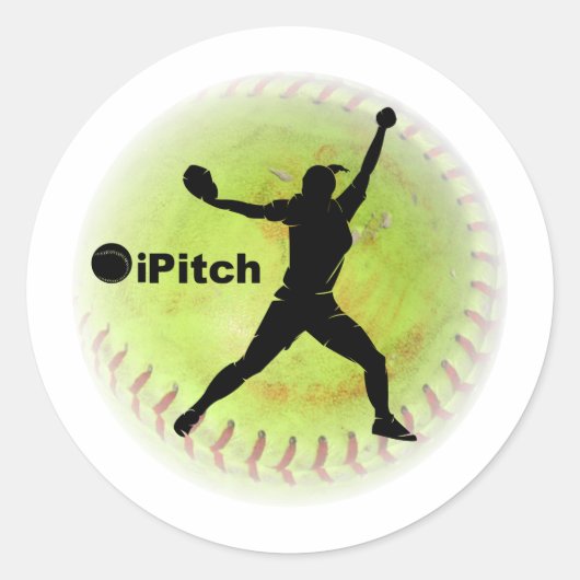 Sticker Rond iPitch Fastpitch Softball (Devant)