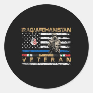 Sticker Rond Irak Afghanistan Ancien drapeau Vintage moi patrio