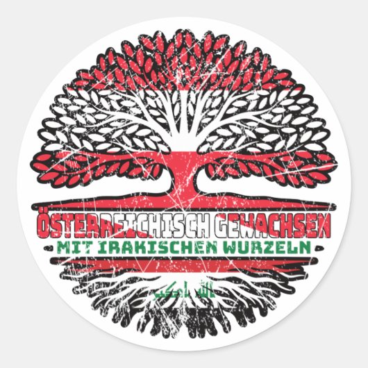 Sticker Rond Irak Autriche Irakien Arbre (Devant)