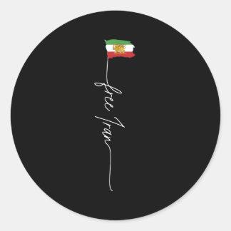 Sticker Rond Iran Azadi Iran Carte Drapeau Lion Soleil Épée Lib