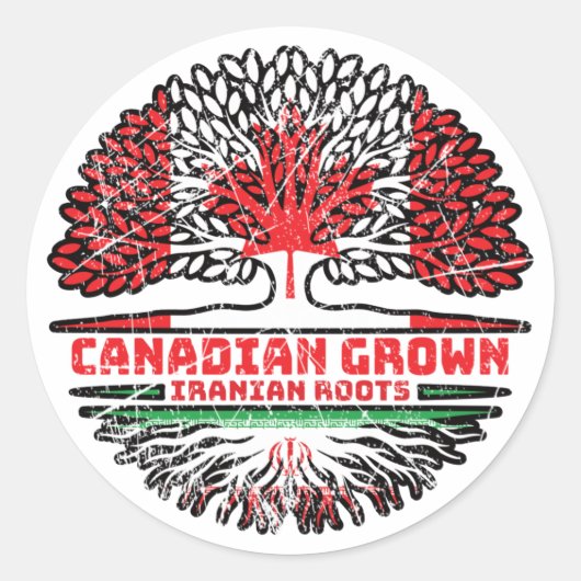 Sticker Rond Iran Canada - drapeau des racines de l'arbre (Devant)