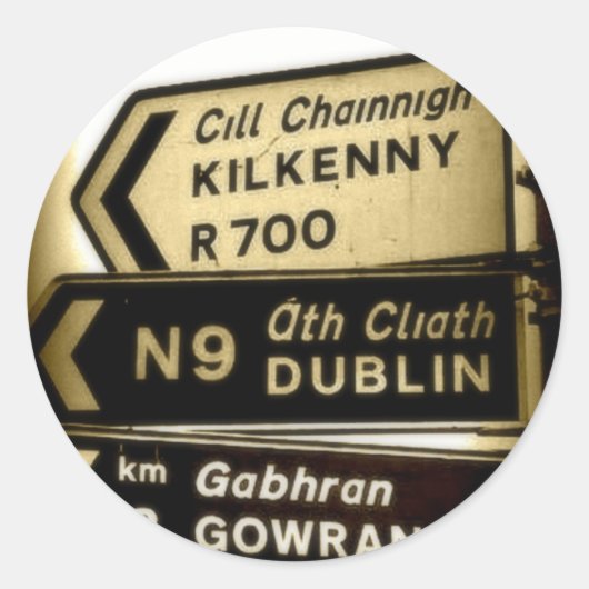 Sticker Rond Ireland Roadside Signs (Devant)