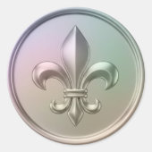 Sticker Rond Iridescent Fleur de Lis Envelope Seal Embossed  (Devant)