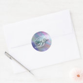 Sticker Rond Iridescente Arc Arc En Huile Fancy Monogramme Merc (Enveloppe)
