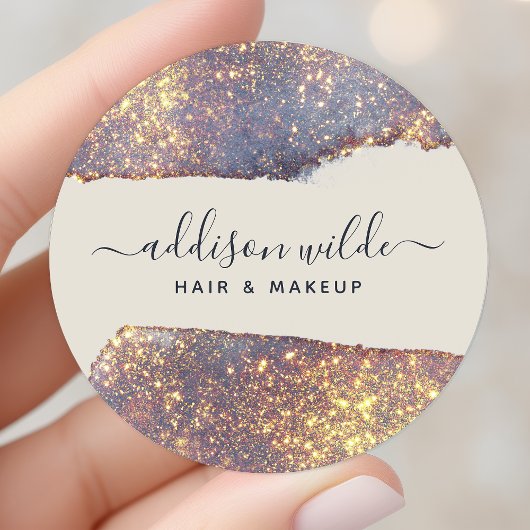 Sticker Rond Iridescente Purple Gold Glam Parties scintillant