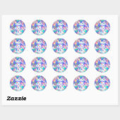 Sticker Rond Iridescente Ultra Moderne Mariage Monogramme (Feuille)