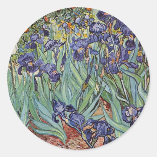 Sticker Rond Iris de Van Gogh Peinture Impressionniste (Devant)