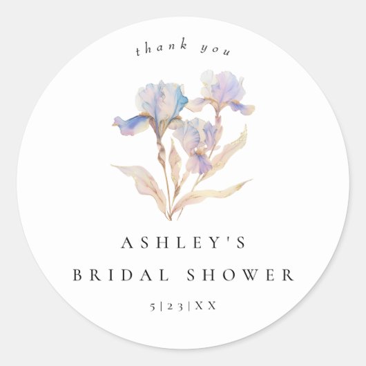 Sticker Rond Iris Élégant Fleurs Mariage Shower (Devant)