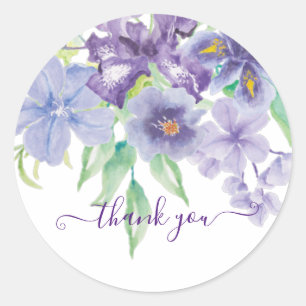 Sticker Rond Iris floral aquarelle merci