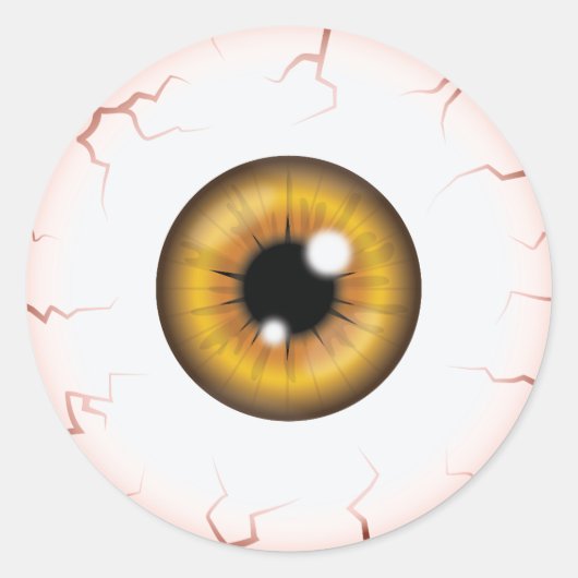 Sticker Rond Iris Marron Globe Oculaire Effrayant Sanguinolent (Devant)