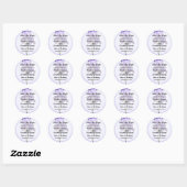 Sticker Rond Iris rayé blanc et violet Enregistrez la date (Feuille)