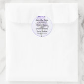 Sticker Rond Iris rayé blanc et violet Enregistrez la date (Sac)